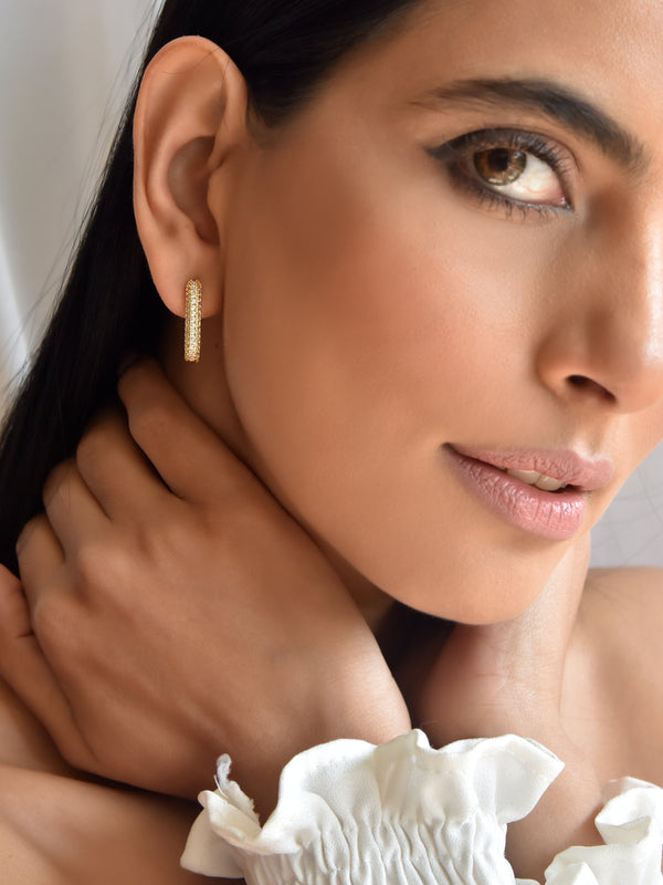 Diamante Rectangular Hoop Earrings
