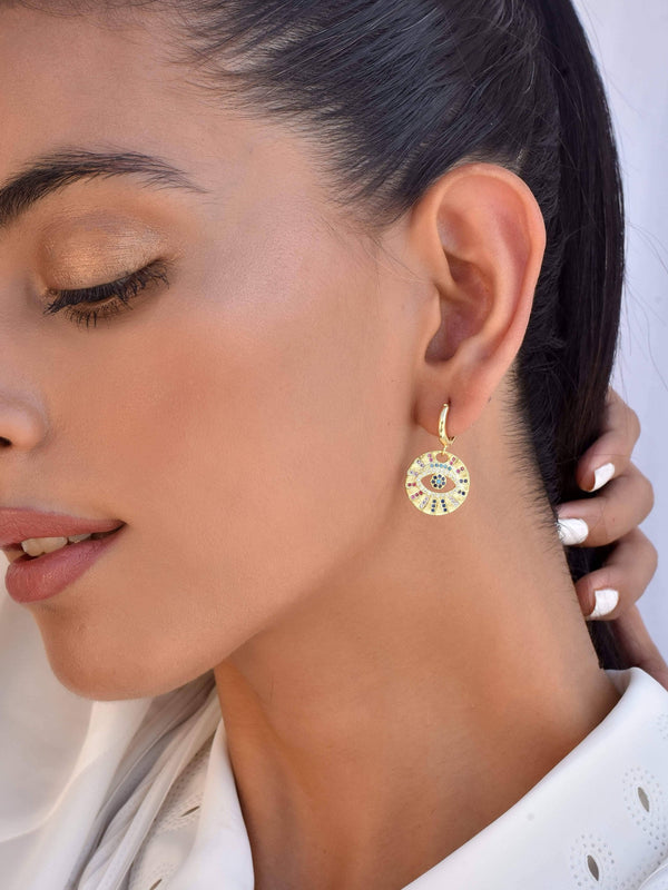Evil Eye Medallion Earring