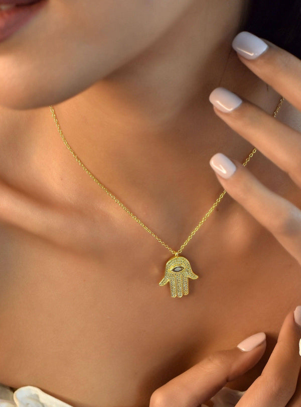 Large Hamsa Pendant Necklace